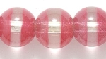 Round China Dark Pink Strip Silver Lined 10mm